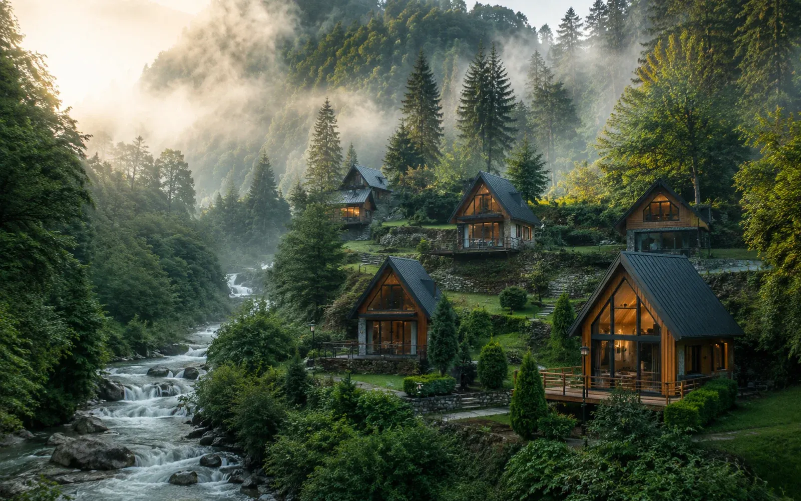 Rize’de farklı bungalov seçeneklerinin bulunduğu vadi