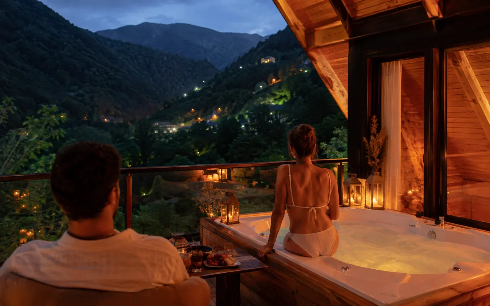 Rize bungalovlarında romantik jakuzi deneyimi