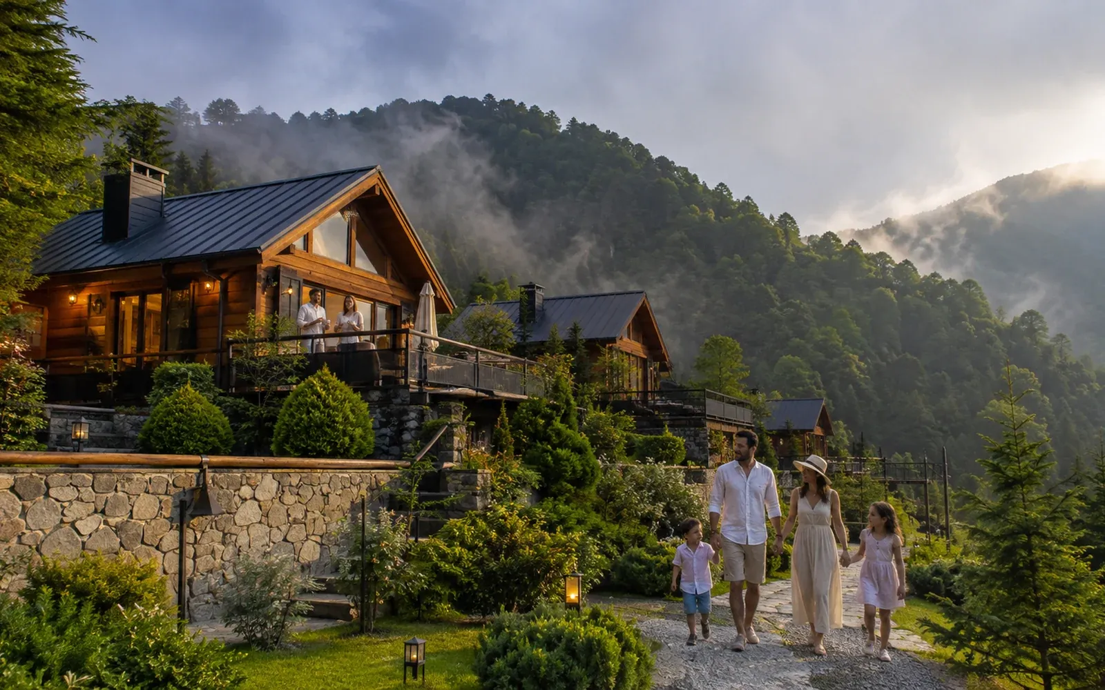 Rize bungalov tatilinde aile